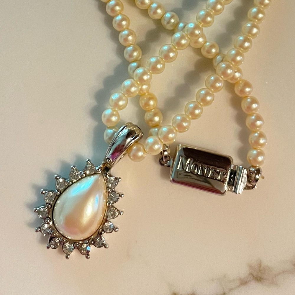 Vintage Monet Faux Pearl Pendant Necklace--Offer friendly!